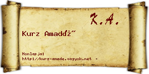 Kurz Amadé névjegykártya